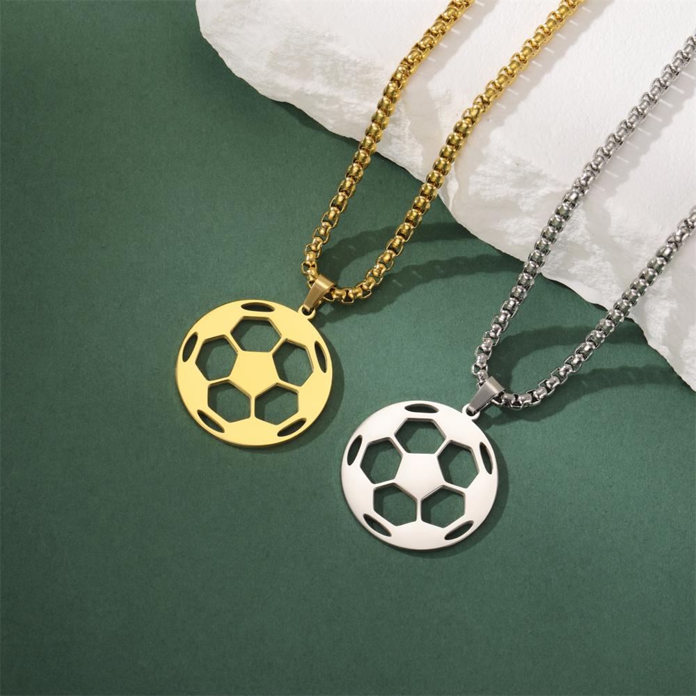 My Shape Soccer Pendent Necklaces for Women Men Stainless Steel Football Charms Necklace Box Chain Fashion Jewelry Boys Fans