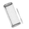 Rolling Barbecue Basket Open Grid Stainless Steel Wire Mesh Cylinder Grill Basket for Fish