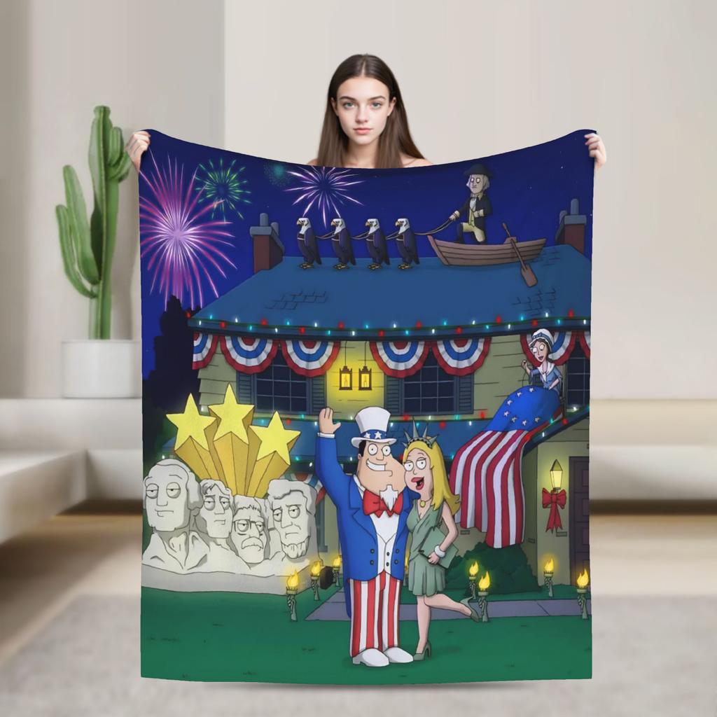 Americans Dads Cartoon Accessories Blankets Lightweight Thin Flannel  Throw Blanket Comfortable Bedspreads