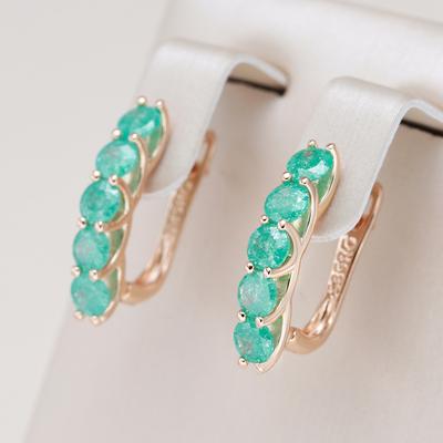 Orecchini a goccia rotondi color smeraldo per donna Lusso Zircone naturale Orecchini color oro rosa Gioielli fini da indossare quotidianamente