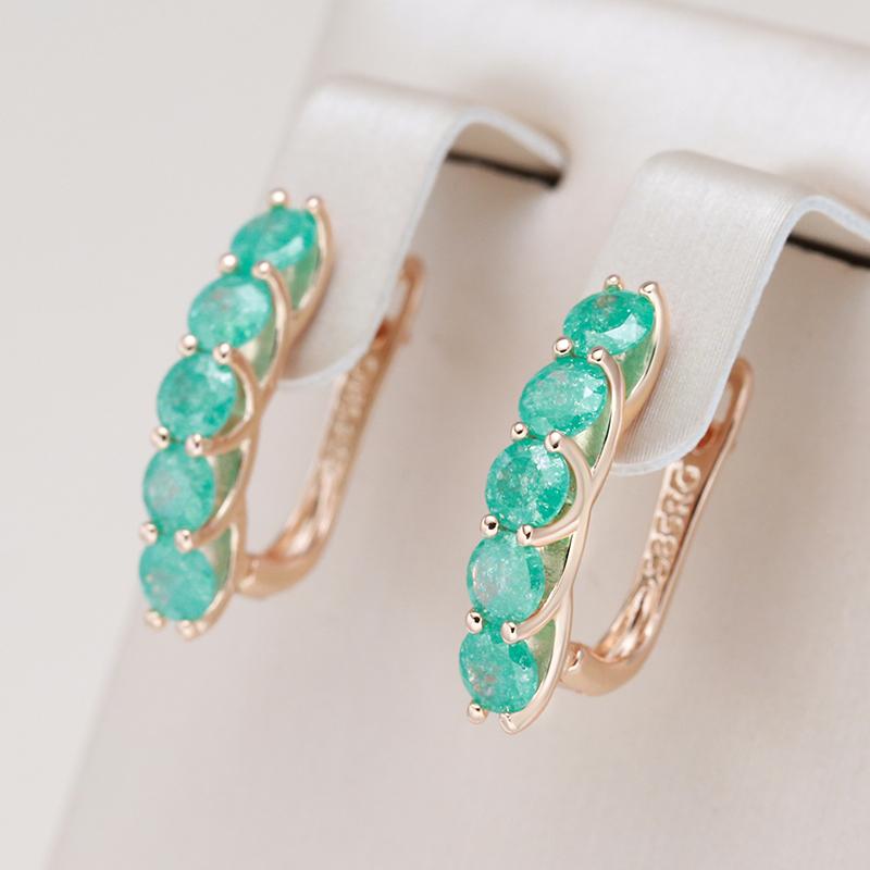 Emerald Round Cut Drop Earrings For Women Luxury Natural Zircon With  Rose Gold Color Earrings Daily Fine Jewelry