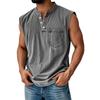 Men's Summer Solid Color Pocket Sports Buttons Vest Men's Sports Casual Vest