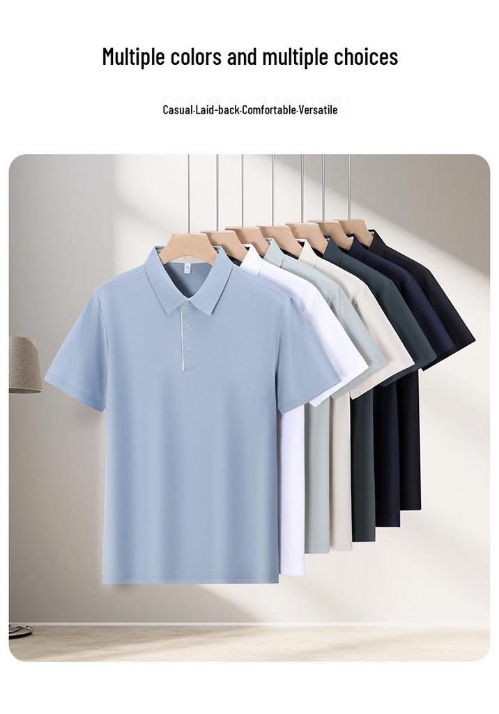 2026 Summer Unisex Ice Feeling Polo Shirt with Small Plaid and Solid Colors - Premium Workwear