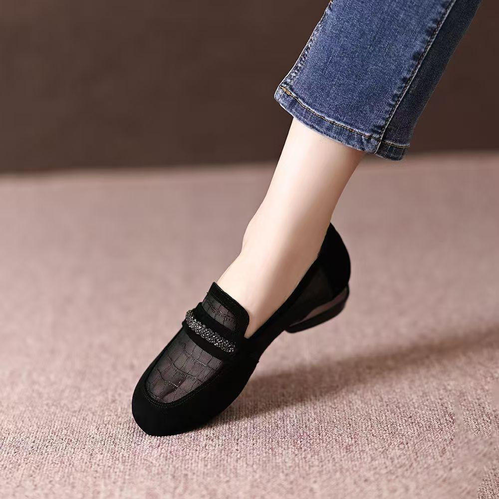 Mesh Semi Drag Women's New Summer Round Toe Thick Heel Hollow Toe Sandals