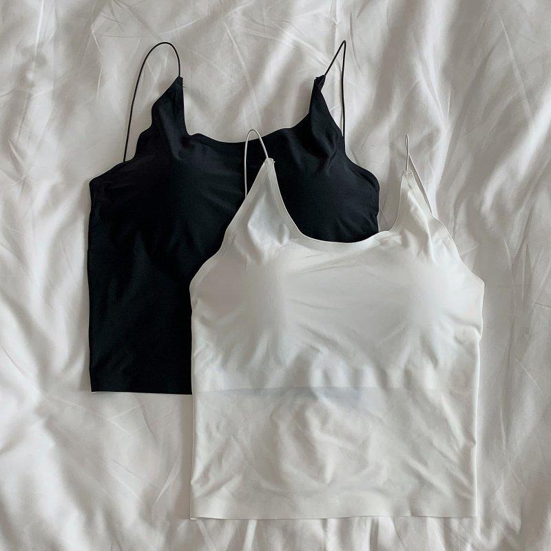 Women Crop Tops Sexy Summer Solid Color Camisole Ice Silk Tube Top Seamless Skinny Sports Tank Top Wireless Underwear Bra Bralet
