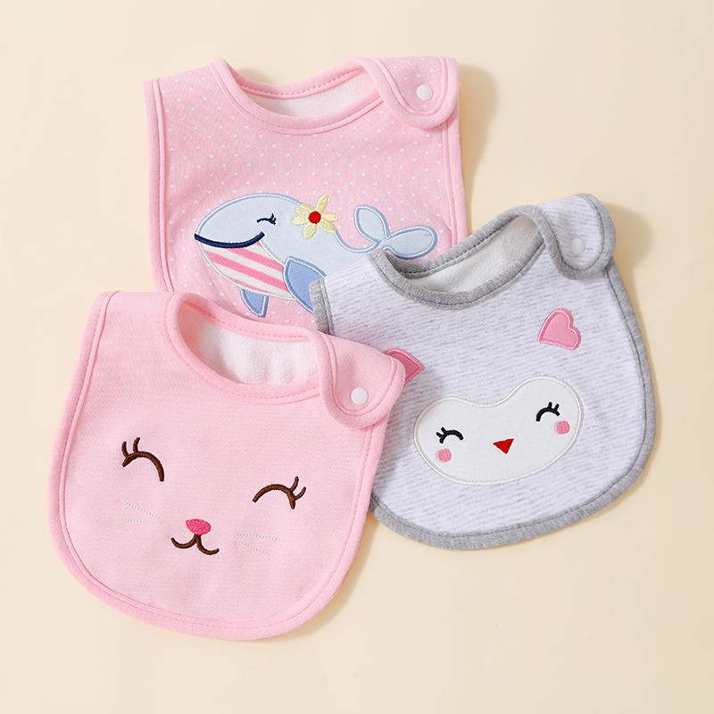 Three layer children's and baby bibs, U-shaped bibs, newborn saliva wipes, food saliva wipes, three piece set
