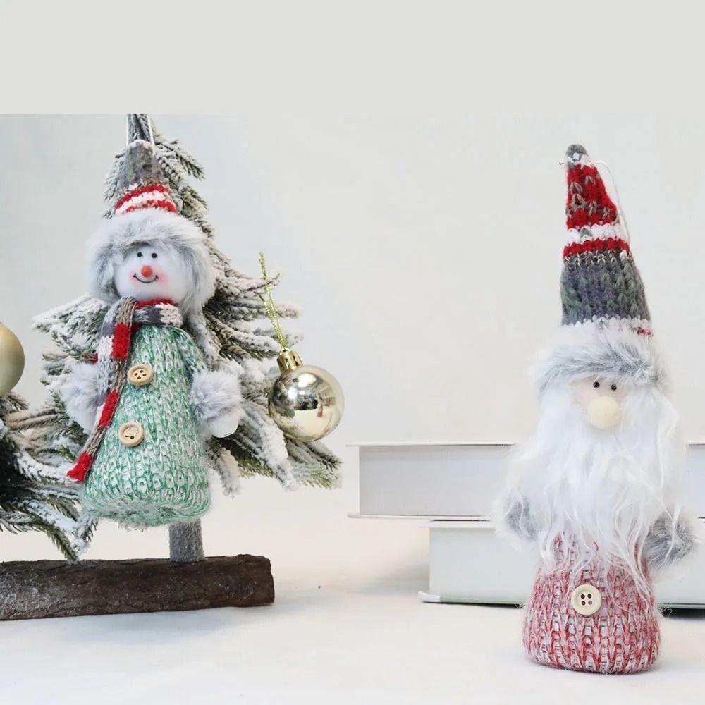 2pcs Colorful Christmas Plush Dolls Cloth Santa Claus Figurine Christmas Tree Hanging Pendant  Prop