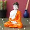 Orange White Resin Handcrafted Meditating Lord Buddha Statue for Living Room Home Decor Office |