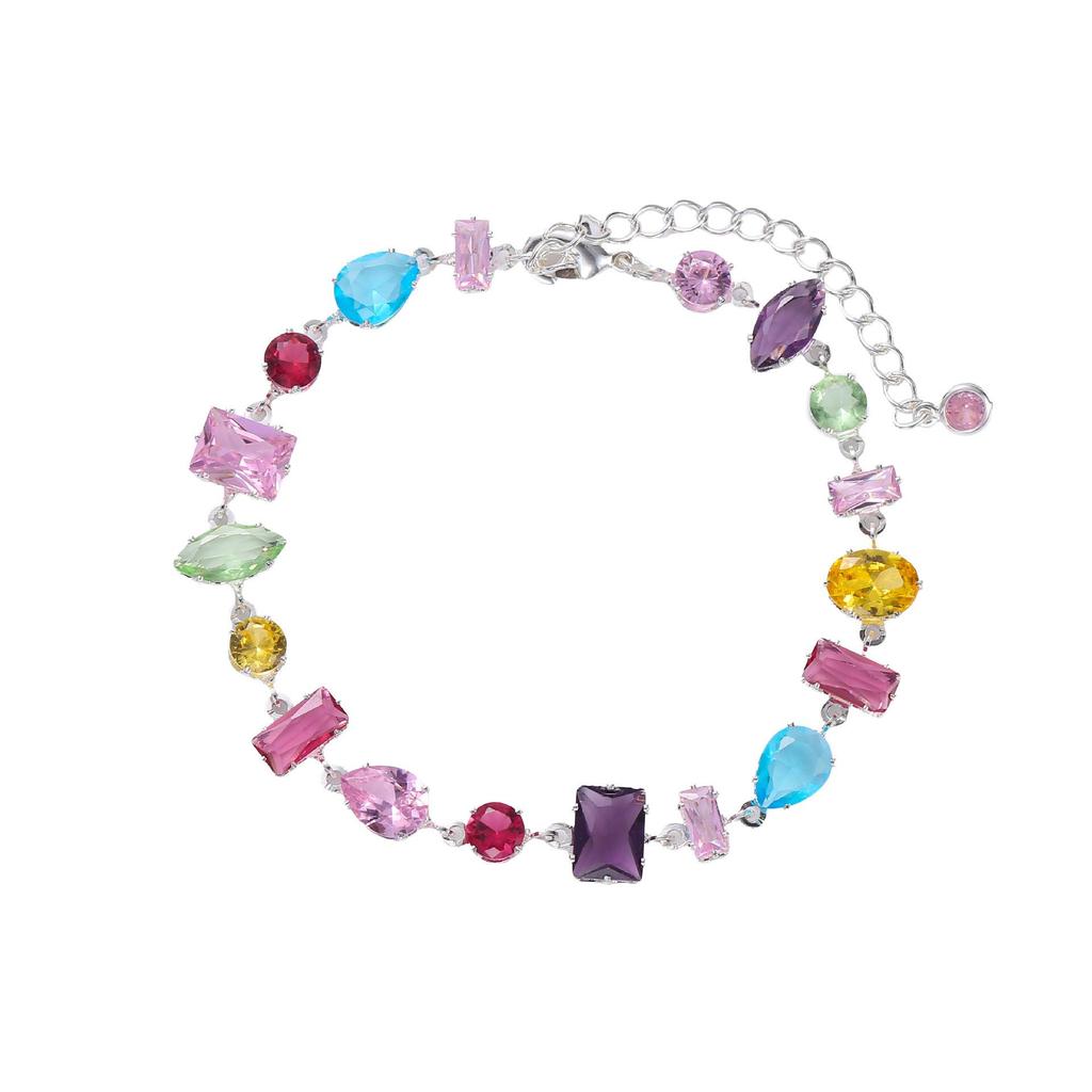 Bracciale da Donna Colore Dopamina con Pietre Preziose - Zircone Arcobaleno di Lusso, Design di Nicchia Versatile.