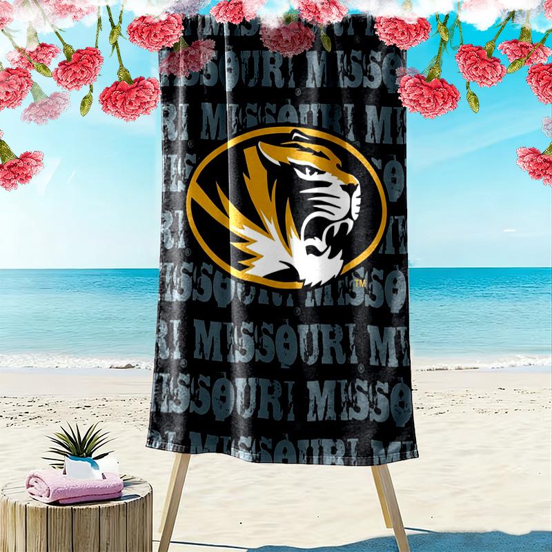 Missouri Tigers Print Beach Towel, Large Soft Quick Dry Towel for Beach Camping Swimming