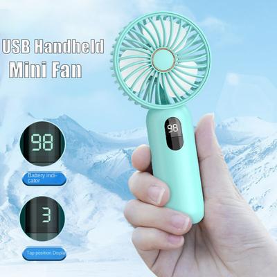 Mini ventilatore con display digitale USB 1200 Mah portatile carino piccolo ventilatore elettrico portatile dispositivo di raffreddamento per studenti tascabile ventilatore da esterno