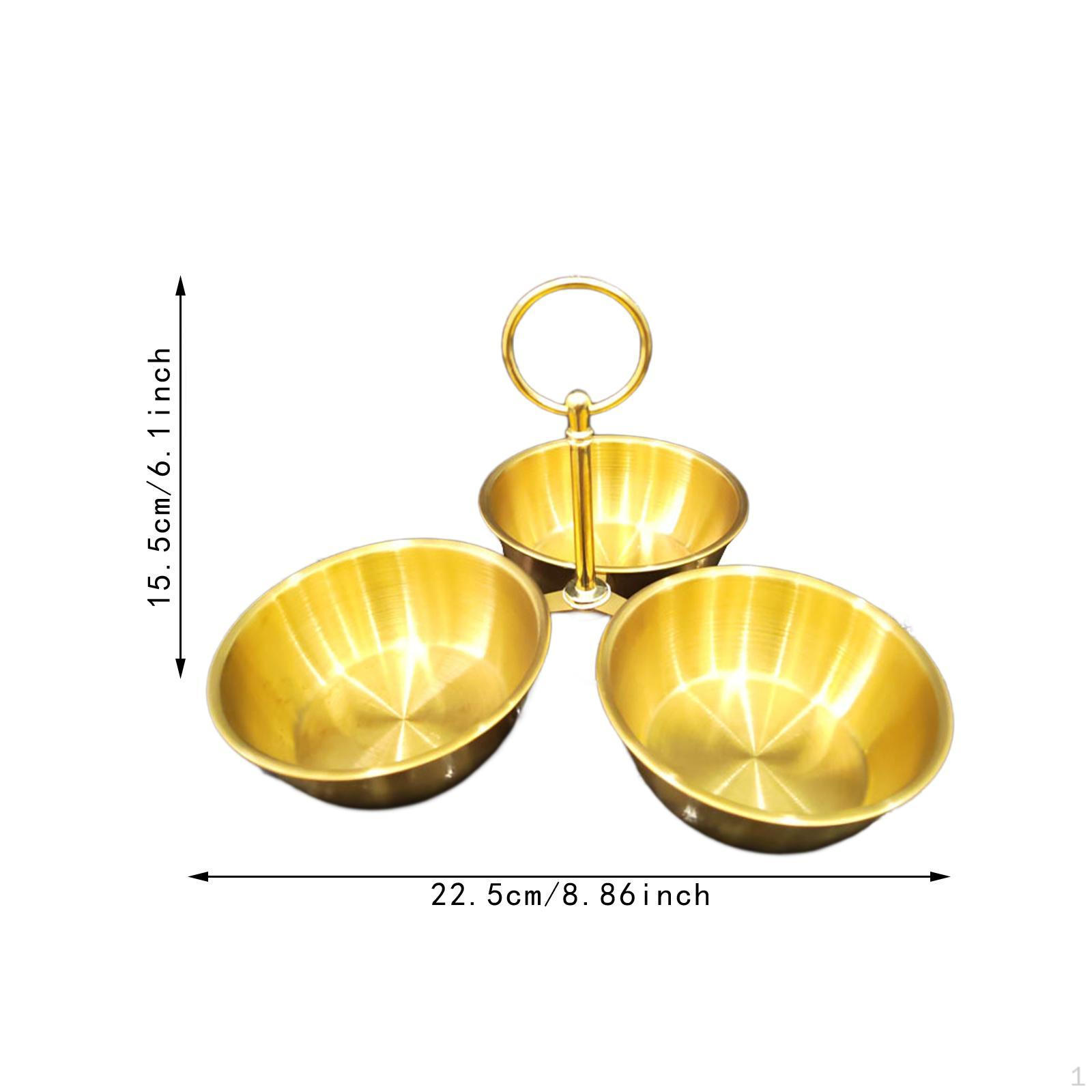 Подставка для закусок с мисками, 3-секционный поднос для закусок золотой