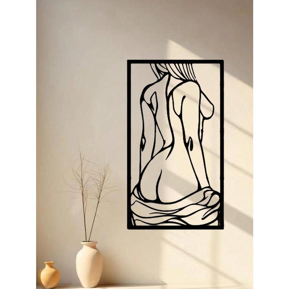 Elegant Metal Wall Sculpture Female Silhouette Modern Minimalist Line Art Unique Hanging Decor for Living Room Bedroom Contemporary Vintage Art