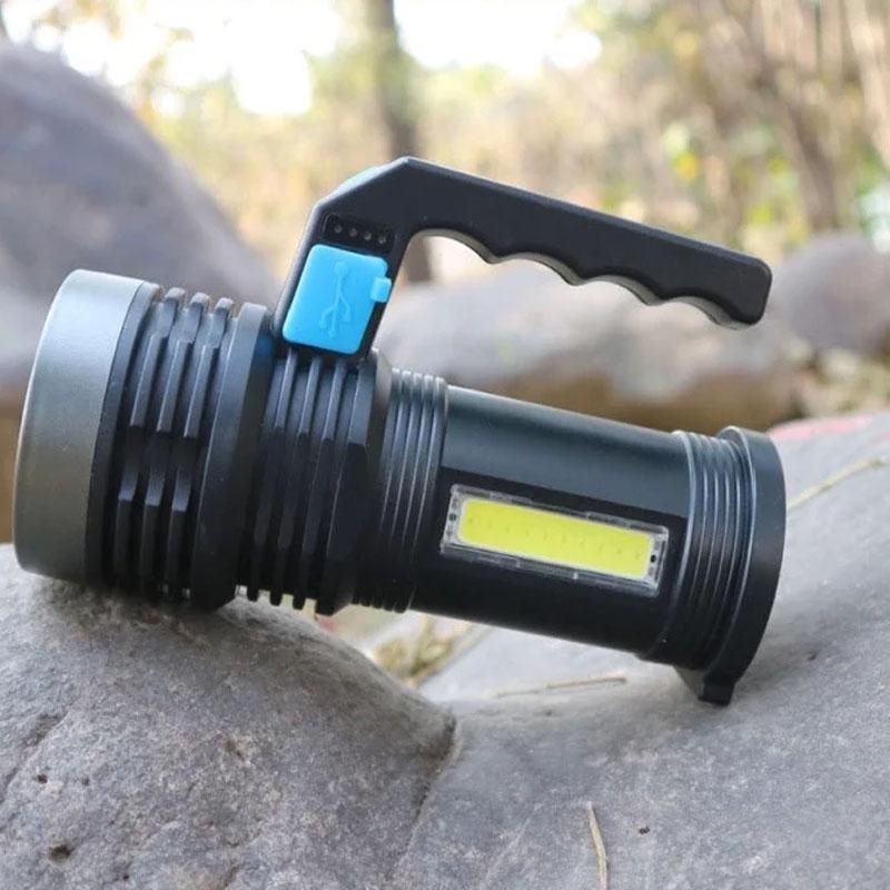 Vysoce výkonná LED svítilna 2000mAh Výkonná USB dobíjecí svítilna Ruční přenosná venkovní lampa Vestavěná baterie COB lucerny
