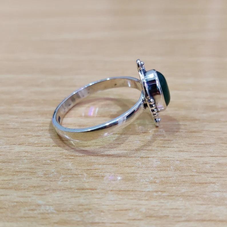 Green Onyx Gemstone Ring 925 Sterling Silver Solid Stone Statement Fashion Rings for Women's Gift Idea Gemstone Jewelry 4.65 Gms Approx