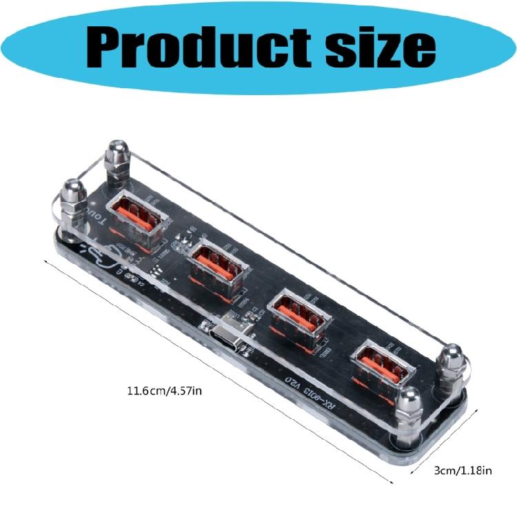Small 4 Port USB Charging Dock with Sturdy Acrylic Base Smooth USB Power Base Acrylic Texture for Phones and Tablets
