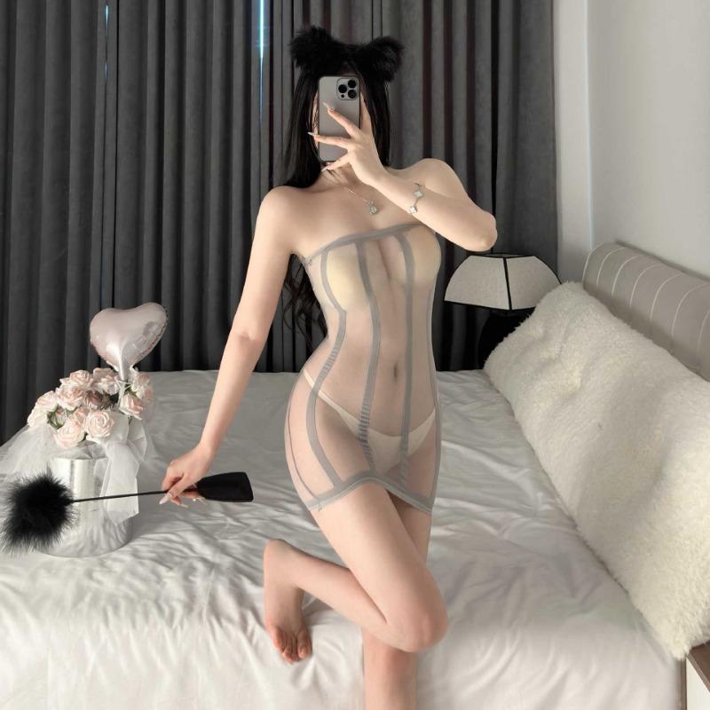 Sexy Lingerie Net Clothes Temptation Hollow Large Size Free Hot Striped Hip Wrap Stimulation Temptation Hand Tear Passion