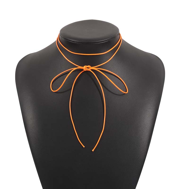 Vintage Black Bowknot Rope Chain Necklace for Women Elegant Weave Knotted Bowknot Ribbon Adjustable Chain Choker Y2K Jewelry