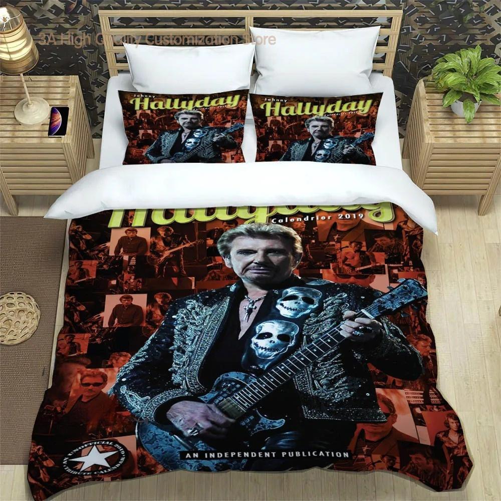 Rockstjärnan Johnny Hallyday Sängkläder utsökt sängkläder set påslakan sängtäcke set sängkläder set lyxig födelsedagspresent