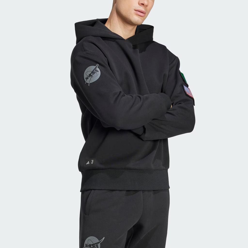adidas Juventus Nasa-Inspired Seasonal Doubleknit Hoodie Black Men Streetwear JE3129