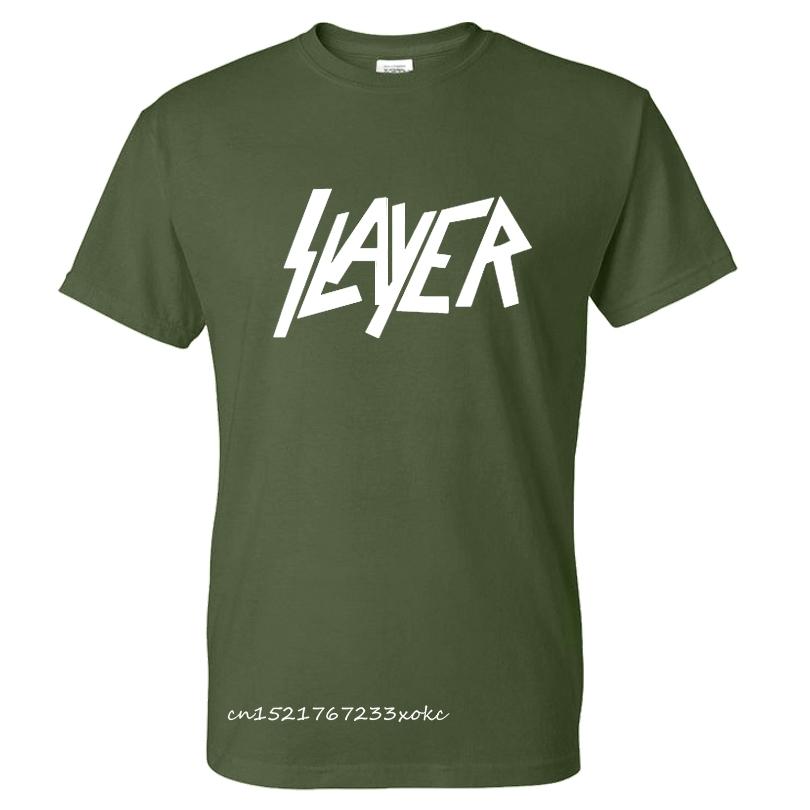חולצת טי ממתכת Slayer מודפסת אופנת גברים Streetwear צווארון עגול שרוול קצר חולצת טי 100% כותנה חולצת רוק עליוניות