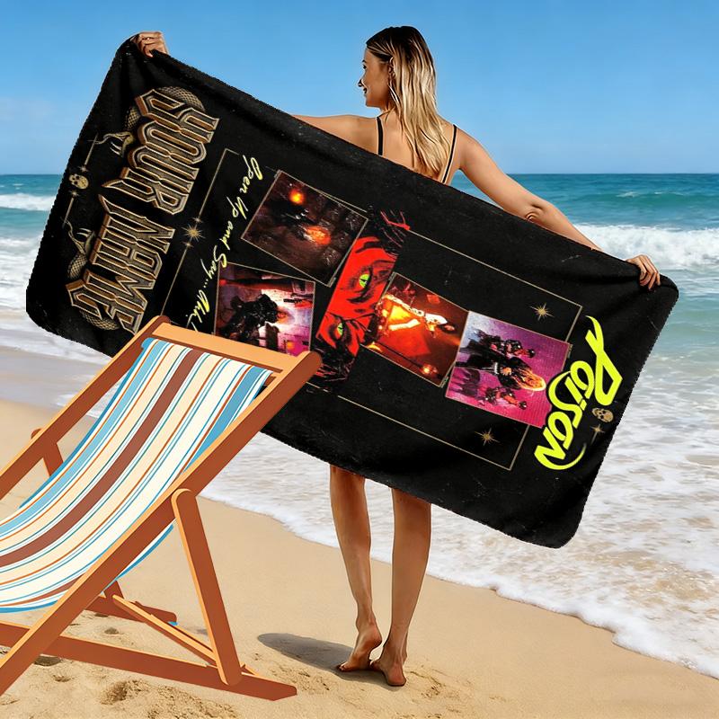 Name Custom Poison Print Beach Towel, Large Soft Quick Dry Towel for Beach Camping Swimming