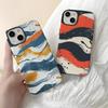 Color oil painting wavy iphone12 matte film mobile phone case apple 17promax anti-drop mobile phone case