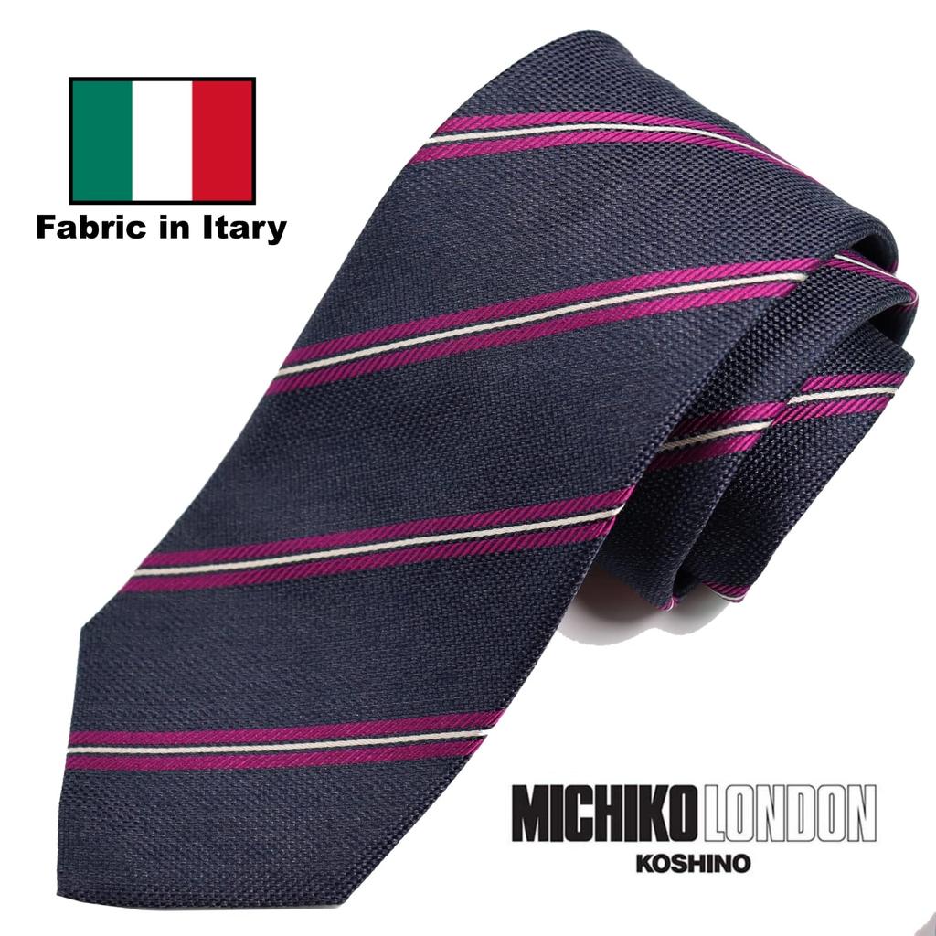 [Michiko London] Italian Fabric, Made in Japan, Fabric in Italy Necktie, Brand: KOSHINO, Silk, Gift, Present, Men's, Unisex (MKI-007-A Navy)