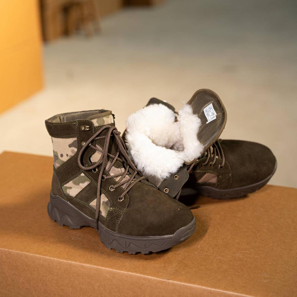 Men'S Winter Boots Wool Snow Boots Fleece-Lined Thickened Warm Shoes Men High-Top Cold-Proof Winter Camouflage Tactical Boots