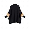 Autumn and Winter Loose Turtleneck Pullover Cape Knitted Sweater Simulation Fur Fur Sleeve Sweater Large Size Bottoming Shirt Jacket Women