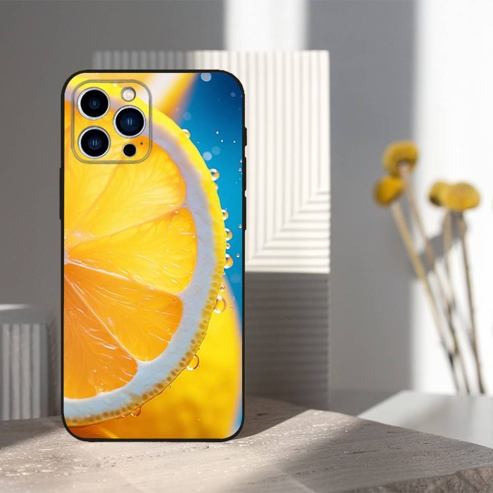 

Fruit Art lemon Phone Case For iPhone 15,14,13,17,16,12,11,Plus,Pro Max,XS,X,Mini,8,7,XR,SE,Soft Silicone Black iPhone17Pro