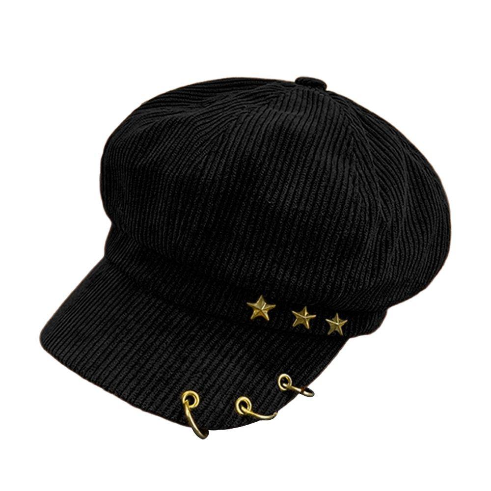 

Панк Берет Художника Держит в Тепле Солнечная Шляпа Повседневная Газетная Шляпа Осень Зима чёрный