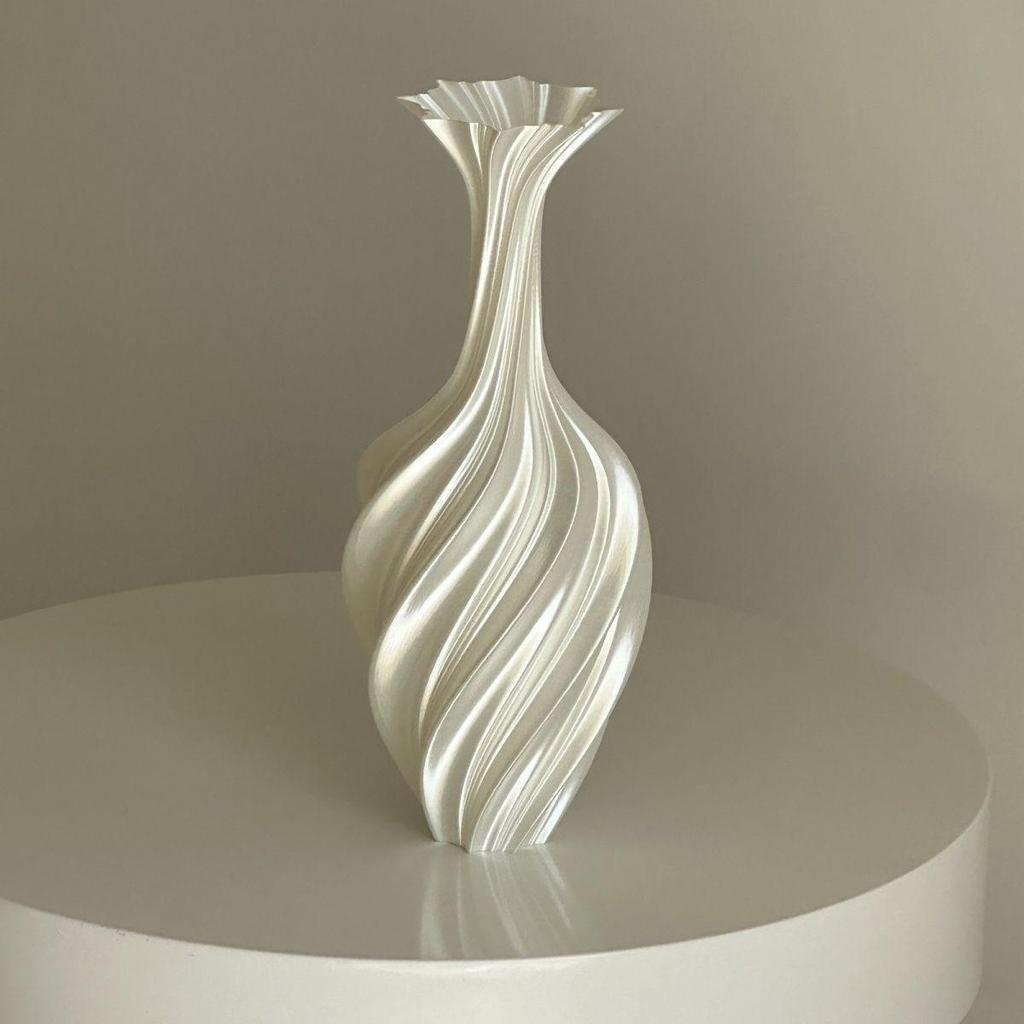 Nordisch Weiß 3D-gedruckte Kunstvase für Blumen - Dekoratives & Kreatives Ornament