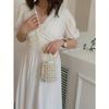 Mini Faux Pearl and Rhinestone Decor Fashion Casual Bucket Bag, Elegant Pearl Bag