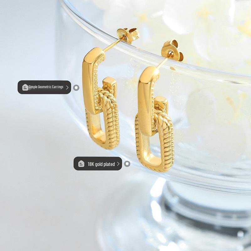 Light Luxury Geometric Gold-Plated U-Shaped Earrings