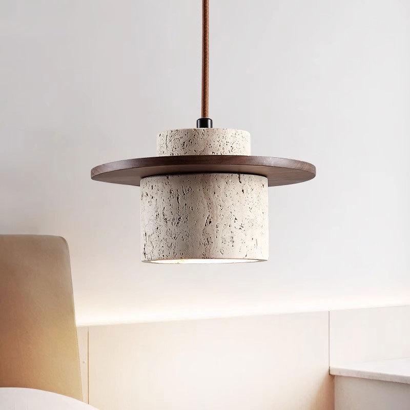 Yellow Travertine Wabi-Sabi Style Pendant Light for Bedroom, Restaurant, or Bar