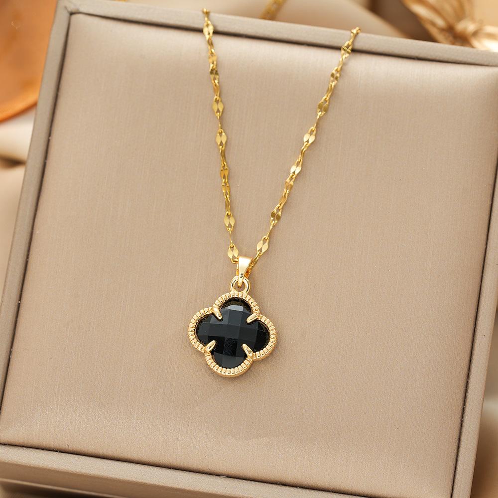 Titanium Steel Necklace For Women Elegant Simple Fashion Zircon Collarbone Chain Light Luxury Niche Jewelry