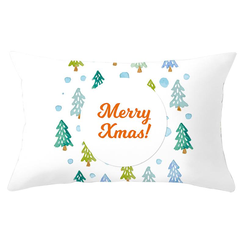 Simple Cartoon Print Series Christmas Waist Pillowcase Peach Skin Printed Pillowcase Home