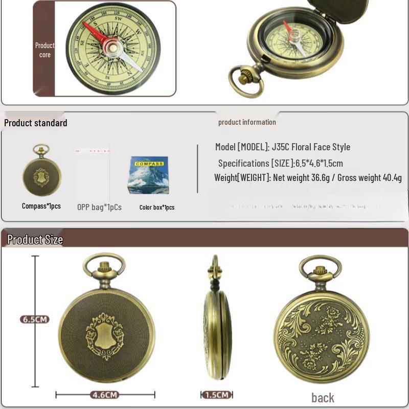 Brangdy Outdoor Metal Flip Compass (2-Pack)