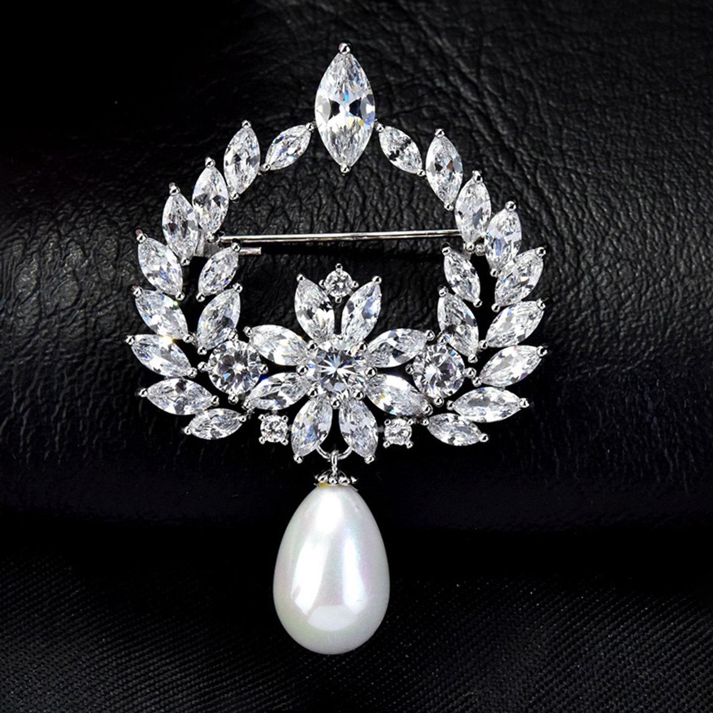 Bo Xin Yun Elegant Wheat Ear Pearl Brooch - Versatile Festival Gift & Clothing Accessory