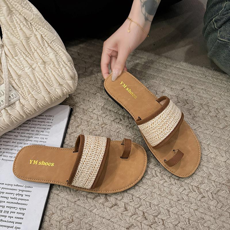 

Тапочки с феей, женские летние, новая носка, ретро сандалии, жемчужные шлепанцы, пляжная обувь, тренд 40 светло-коричневого