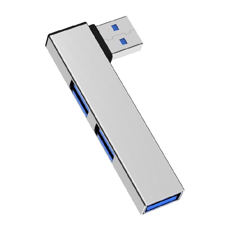 

Портативный USB C хаб 90 градусов, 4 порта USB-расширения, быстрый дата-хаб с 2 USB2.0, 1 USB3.0 для ПК, ноутбука серебряный