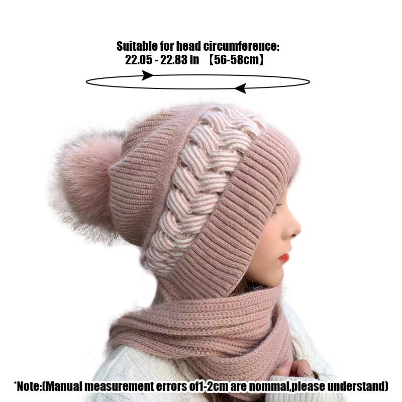Womens Autumn Winter With The Korean Version Of The Lovely Knitted Cold Protective Ear Protection Neck Thickened Scarf Beanies