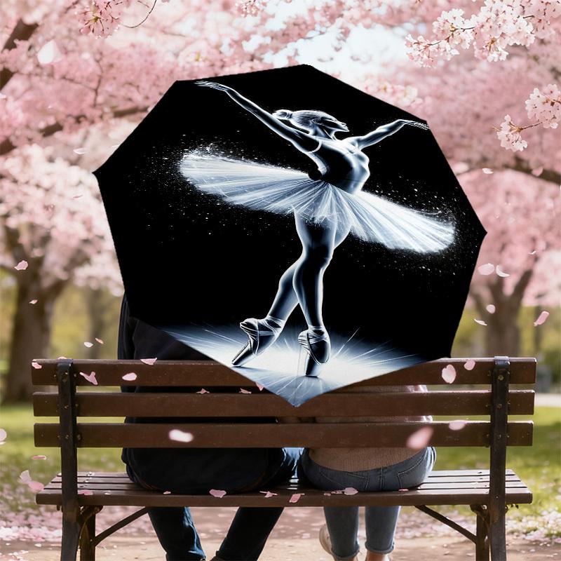 1pc Ballerina Dance Automatic Open/Close Umbrella with Windproof, 8-Rib Sturdy Canopy, Durable Ribs, Fashionable Design1224A