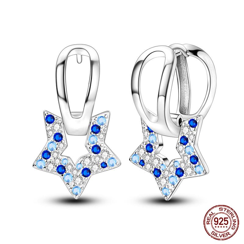 Real 925 Sterling Silver Star Earrings For Women Sparkling Zircon Ear Studs Luxury Fine Engagement Wedding Jewelry Gift For Girl