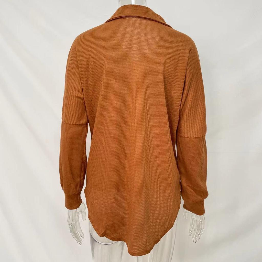 Womens Waffle Knit Shacket Jacket Casual Long Sleeve Button Down Shirts Dressy Blouses Tops