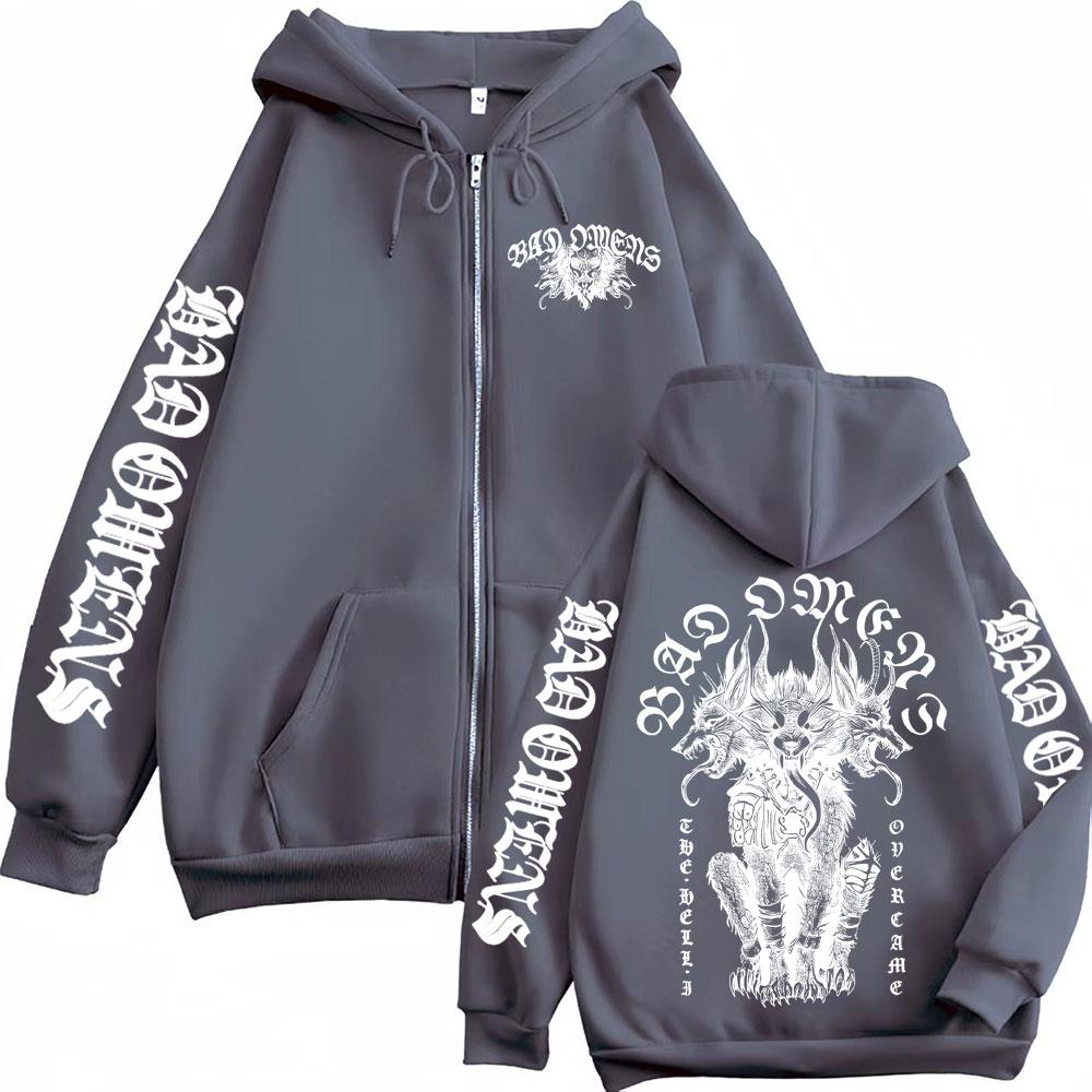 Bad Omen Band DYFL NA Tour Merch Jacket Sweatshirts Men's Harajuku Hip Hop Punk Zip Up Zipper Pullovers