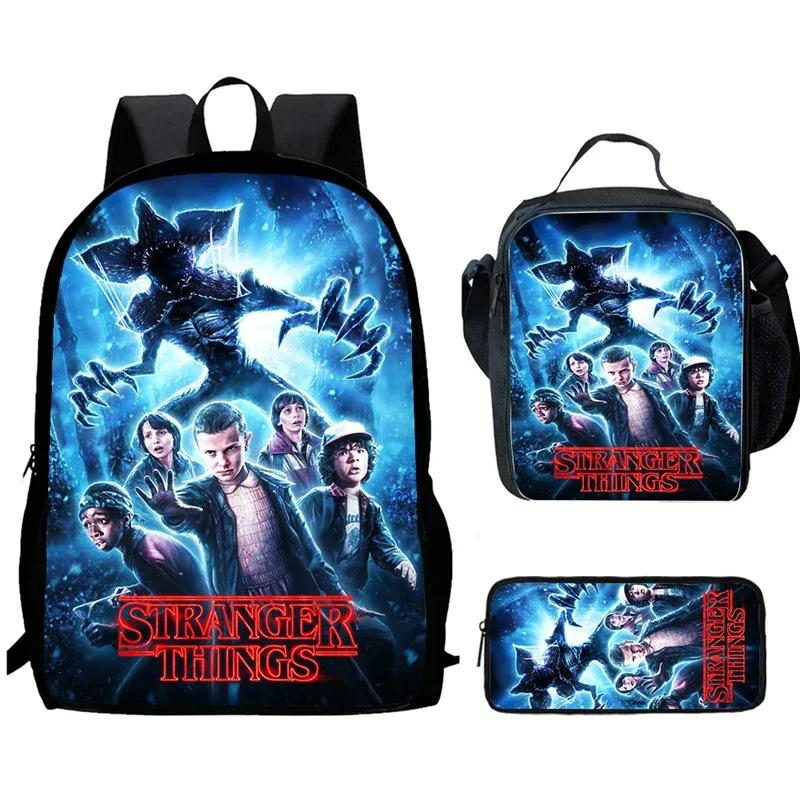Strangertings Stranger Things Student School Bag Children'S Backpack Satchel Pencil Case