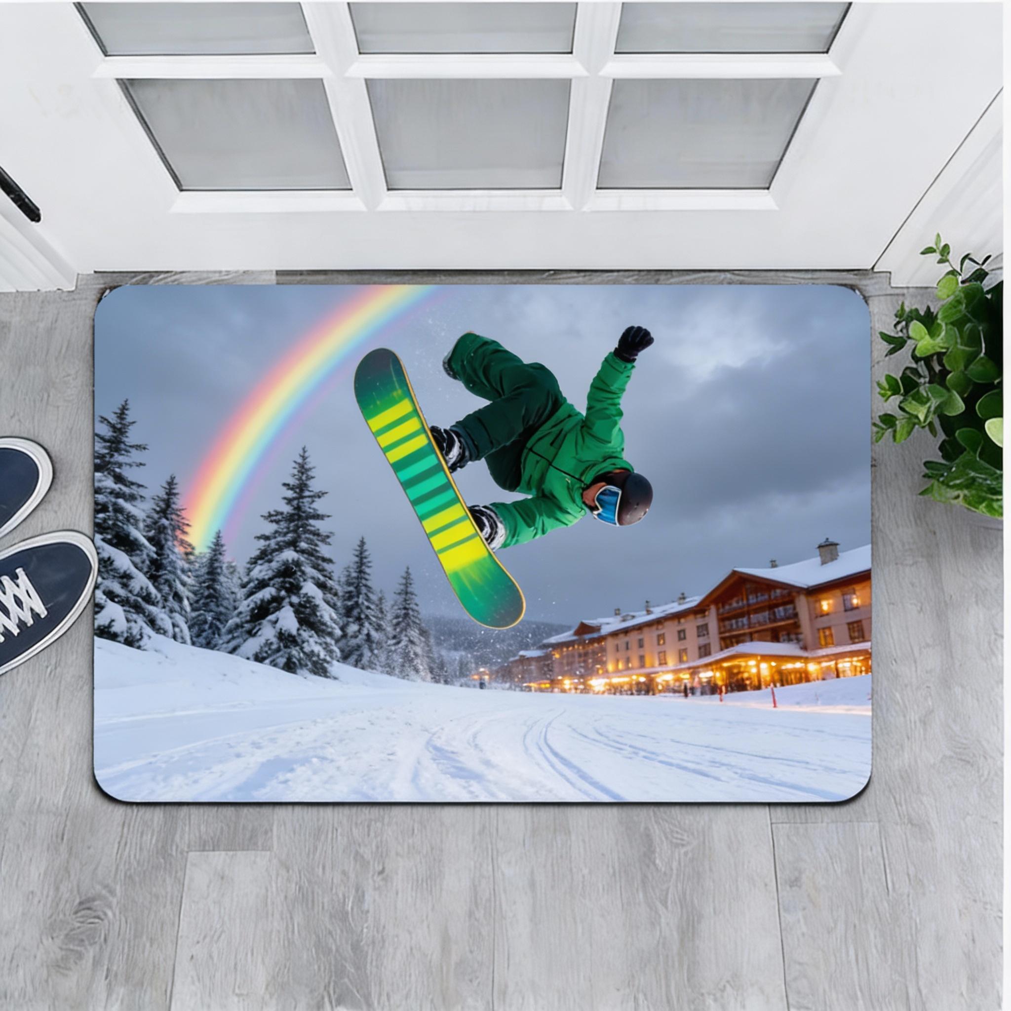 

Versatile 8mm Thick Skiing & Sports-Themed Carpet - Machine Washable, Polyester with PVC Backing for Living Room, Bedroom, Kitch 40cm x 60cm
