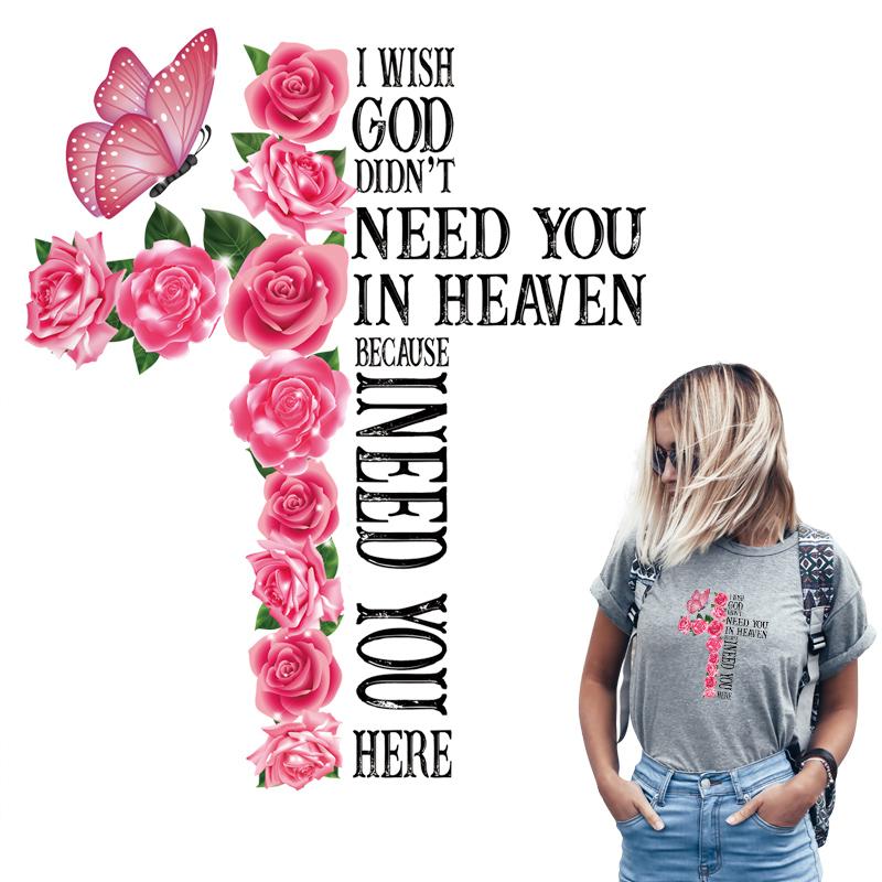 

Beautiful Flower Heat Transfer Sticker Diy Heat Press Appliqued T-Shirt Clothes Sticker Parches Ropa Hoodies Patches For Clothes